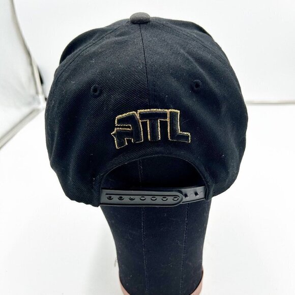 NBA Atlanta Hawks Zephyr Black/Gold Cap Hat Arena Exclusive Snapback 3D Logo - Picture 4 of 8